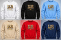 Love La Real Built Different sweatshirts in white black light blue beige red and navy